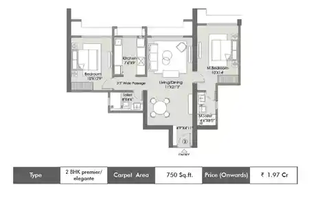 2 BHK-750 Sq.ft.